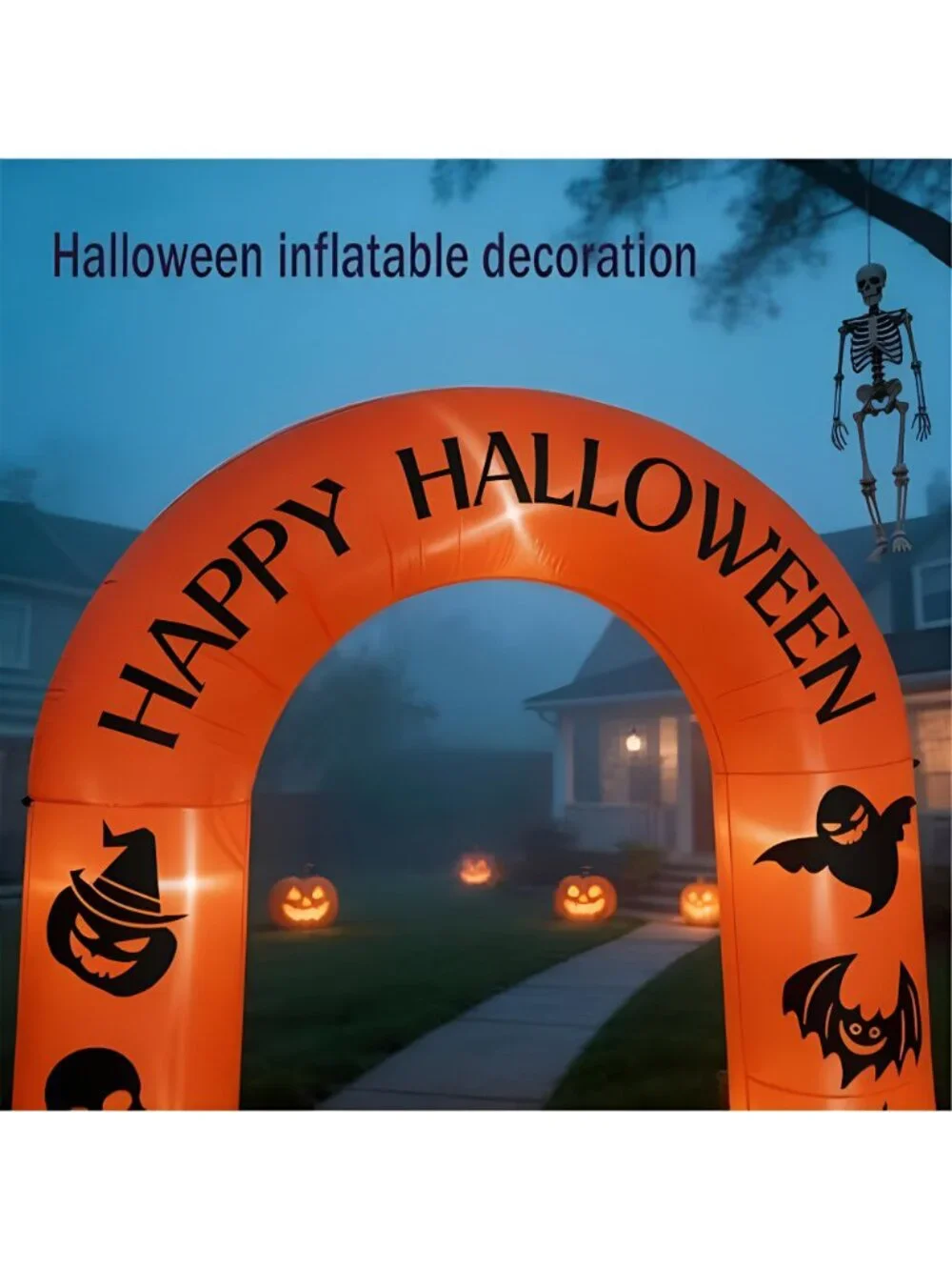 7.5FT Halloween Inflatable Archway with LED Lights, Happy Halloween Blow up